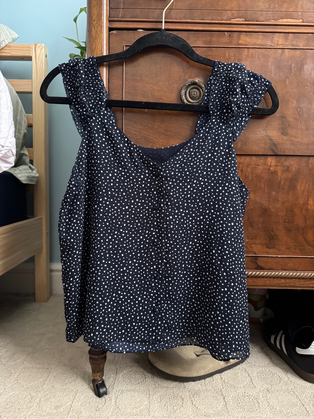 J. Crew Navy Polka Dot Sleeveless Camisole